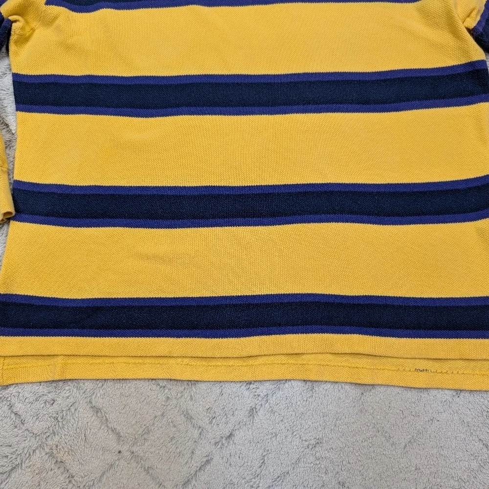 VTG Polo Ralph Lauren Shirt Mens XXL Yellow Stripe Polo Textured Pique Preppy